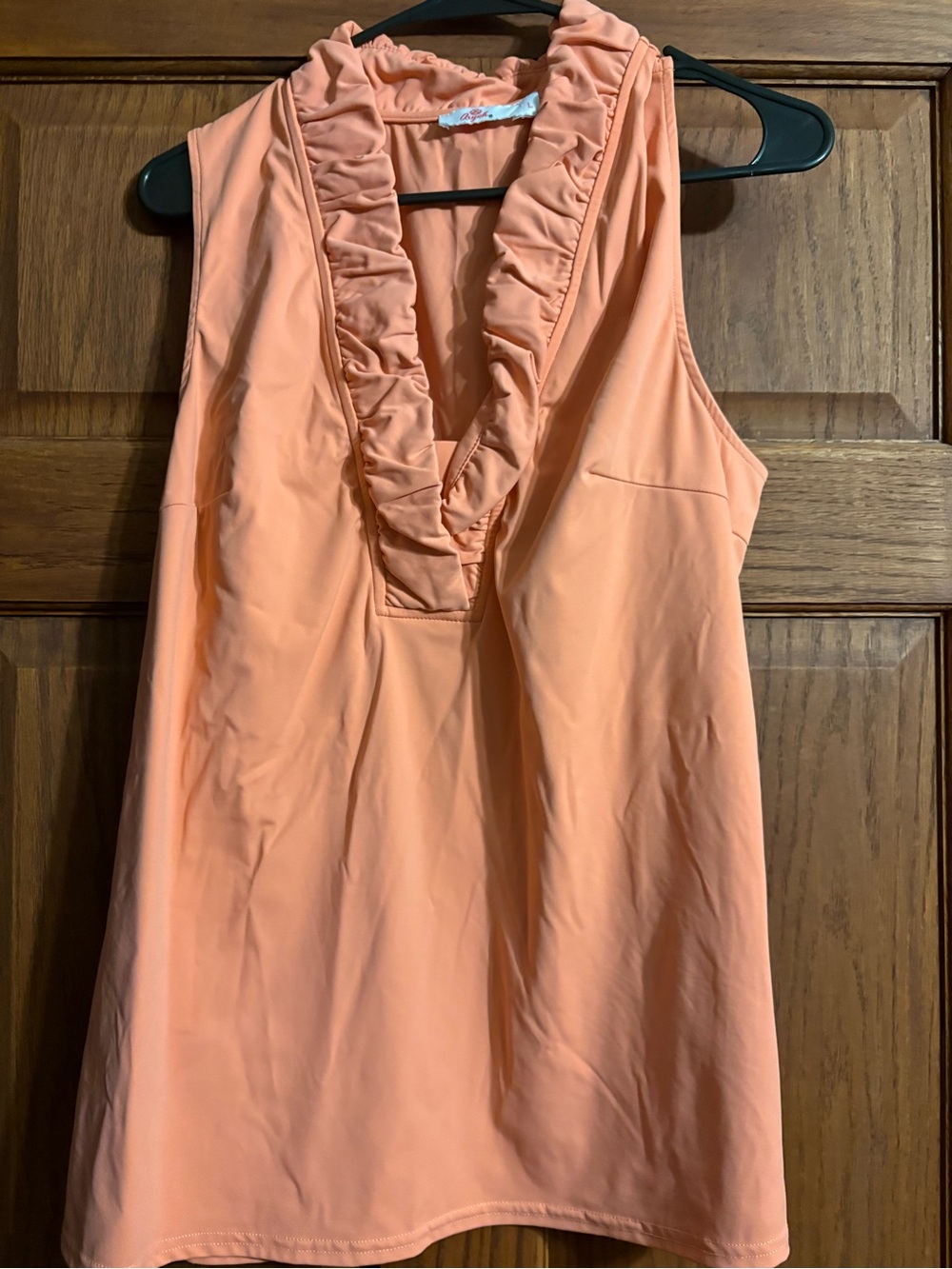 Aryeh Peach Ruffle V-Neck Sleeveless Camisole